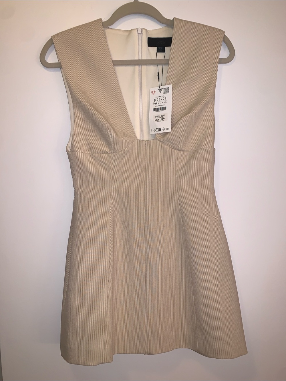 Zara Cream Sleeveless Mini Dress